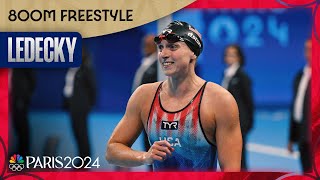 Katie Ledecky takes gold in 800m freestyle for FOURTH STRAIGHT OLYMPICS  Paris Olympics [upl. by Adahs766]