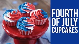 How to Make Red White and Blue Swirl 4th of July Cupcakes [upl. by Piwowar]