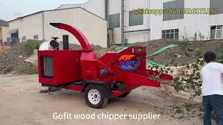 Factory Supply 102hp diesel engine drum GF1000 model wood chipper to indonesia [upl. by Adnotal]