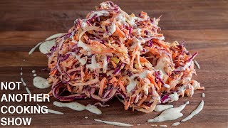 how to make CREAMY COLESLAW from scratch [upl. by Anavlis]