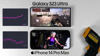 iPhone 14 Pro Max vs Galaxy S23 Ultra Warzone Mobile Gaming FPS Test [upl. by Anselm871]