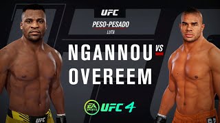 NGANNOU VS OVEREEM UFC 4 Gameplay Legendary Difficulty AI Vs AI 4K Ultra HD [upl. by Ruthven]