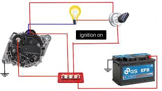 how to Connection 3 pin alternator  car alternator wiring diagram  3 pin alternator wiring diagram [upl. by Filippa]