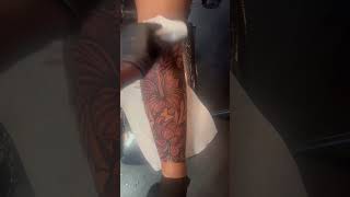 Leg sleeve progress 78 hrs in tattooideas tattooink tattoodesigns tattooartist trendingshorts [upl. by Idet407]