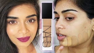 NARS NATURAL RADIANT LONGWEAR FOUNDATION REVIEW ARUBA  MEDIUM INDIAN SKIN TONES [upl. by Ruscher229]