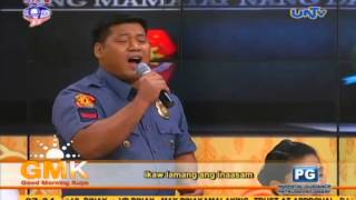 Narito Ang Puso Ko Gary Valenciano  Singing Police Officer Cover on GMK [upl. by Ahsienat]