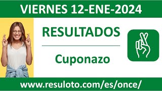 Resultado del sorteo Cuponazo del viernes 12 de enero de 2024 [upl. by Beaner]