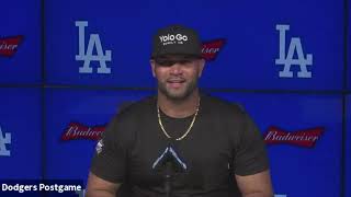 Dodgers postgame Albert Pujols downplays home run against Angels [upl. by Bonita]