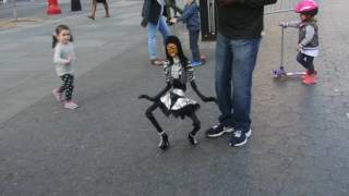 Street performer Skelesha Puppet Master has fun with the kids In Union Square park NYC Oct 2016 [upl. by Mosenthal]