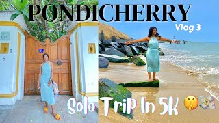 Solo Trip to PONDICHERRY under 5K  Pondicherry 2022 Itinerary Vlog 3  Cafes to visit Pondy Marina [upl. by Fishman]