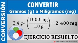 CONVERTIR DE GRAMOS g A MILIGRAMOS mg  g a mg [upl. by Hollingsworth]