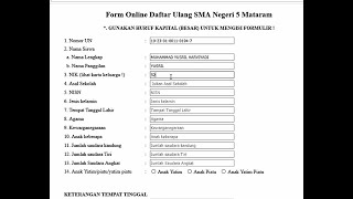 Cara Pengisian Formulir Daftar Ulang dan Angket Peminatan PPDB SMAN 5 Mataram Tp 20202021 [upl. by Nwaf131]