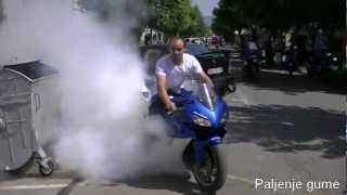 PETROVAC NA MLAVI moto skup 2012 centar Paljenje gume Sone [upl. by Nitsreik]