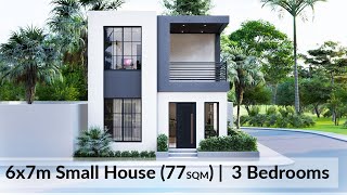 6x7 Meters Small House Design Idea with 3 Bedrooms [upl. by Labannah]