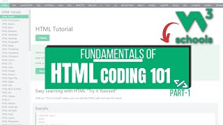 HTML Coding 101 01 Introduction to HTML  Master the Basics with W3Schools HTML Tutorial [upl. by Jessee]