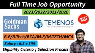 Goldman Sachs  TEMENOS Hiring 2023202220212020  Off Campus Job Opportunity 🔥🔥 [upl. by Yelrebmyk810]