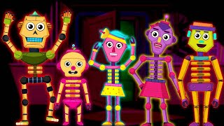 Five Crazy Robot Skeletons  Spooky Kids Songs hooplakidz [upl. by Portie]