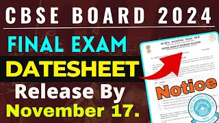 CBSE Board exam 2024 date sheet to release by November 17  Cbse Board Exam Datesheet 2024 [upl. by Sammie463]