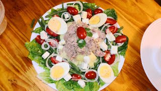 Recette 38 Salade nicoise 🥗 سلطة نيسواز الغنية مع الصلصة احسن من المطاعم [upl. by Moselle]