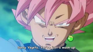 english sub  black goku super saiyan rose first appearance kill vegeta super saiyan blue [upl. by Brackely]