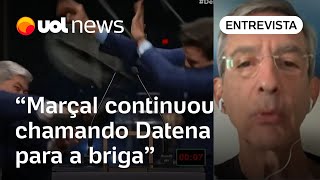 Datena agride Marçal Excoach continuou chamando apresentador para briga diz mediador de debate [upl. by Ilse]