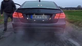 MercedesBenz W212 E500 E550 Biturbo M278 Sound Straight Pipe Schubabschaltung Pops n Bangs [upl. by Aerdnua110]