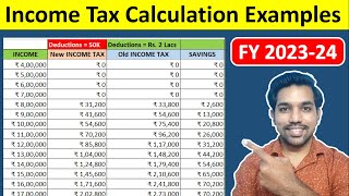 Income Tax Calculation Examples between ₹4 Lacs to ₹20 Lacs SOLVED [upl. by Anidene]