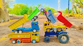 Accident Bulldozer  Dumper  Rickshaw  Tractor  Volvo Bus  Tipper Truck  Cartoon kids cartoon [upl. by Gersham]