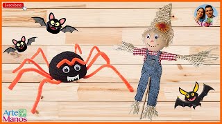 🎃🕷Cómo Hacer ARAÑAS y ESPANTA PÁJAROS para Halloween🕷🎃 Arte en Tus Manos [upl. by Ttenna643]