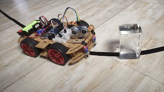 Line Follower with Obstacle Avoiding Robot  Arduino and L298 Motor Driver [upl. by Nojad]