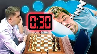 Magnus Carlsen Arrives With Only 30 Seconds To Play [upl. by Kcerb]