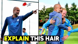 De Bruyne new hair style SHOCKED Pep Guardiola in man city training  Football News [upl. by Mackenzie]