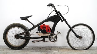 Homemade 50cc TRIMMER Chopper BIKE [upl. by Inaoj]