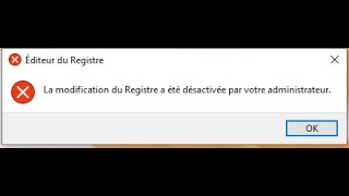 شرح طريقة تخطي رسالة الخطأ La modification du Registre a été désactivée par votre administrateur [upl. by Salvatore]