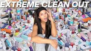 EXTREME CLEAN OUT Makeup Skincare Bathroom amp Closet [upl. by Olonam291]