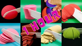 Very Satisfying and Relaxing Kinetic Sand ASMR Compilation Squishing Cutting Slicing  1 HOUR [upl. by Aihtak]