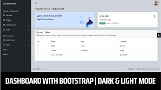 Admin Dashboard Using Bootstrap 5  Dashboard Template Using Bootstrap 5  DarkLight [upl. by Ihsakat]