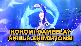 Sangonomiya Kokomi Attack Skill Animations  Genshin Impact [upl. by Ohl]