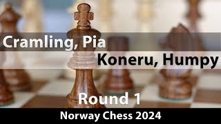 Cramling Pia  Koneru Humpy Norway Chess 2024 Round 1 ½½ [upl. by Hymen]