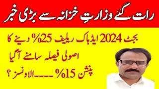 Adhoc Relief 25 For Government Employees ll Pension 15 Increase Budget 202425 [upl. by Ahseen]