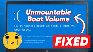 SOLVED How to Fix Unmountable Boot Volume Error on Windows 1110  BSOD Repair [upl. by Cacie]