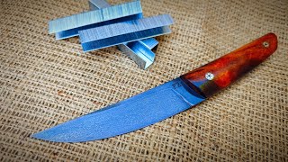 WOOTZ steel from staples for a stapler  Making a Japanese kaiken knife [upl. by Ahsinned]