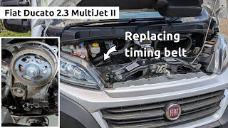 Cambelt change on a Fiat Ducato 23 MultiJet II timing belt amp water pump replacement [upl. by Yreved]