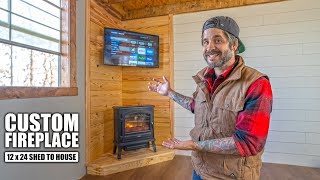 Farmhouse  How To Build A Fireplace  Off Grid SHED TO HOUSE  TINY HOUSE [upl. by Wrand]