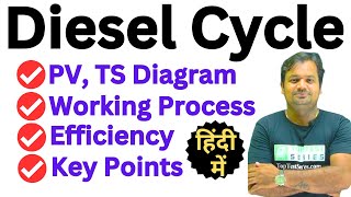 Diesel Cycle Efficiency Derivation in Hindi PV TS Diagram of Diesel Cycle Compression Ratio [upl. by Baudelaire]