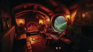 Cozy Hobbit Bedroom  Relaxing Fireplace with Soothing Rainfall Sounds  rain on roof [upl. by Fried380]