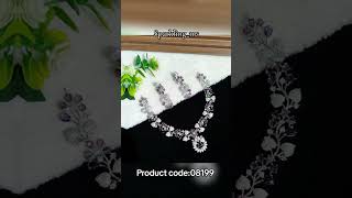 Micro leaf American Diamond Light Weight Necklace Along with long Drop Earringssparklingms viral [upl. by Ytok]