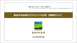 講演「農林中央金庫のTCFDシナリオ分析（物理的リスク）」【気候変動リスク情報の活用促進に向けた公開シンポジウム】 [upl. by Einafpets48]