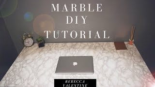 DIY Marble Contact Paper Desk  Cheap amp Easy [upl. by Mosora]