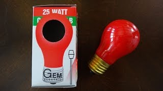 GEM 25watt Red Incandescent Light Bulb [upl. by Yelahc179]